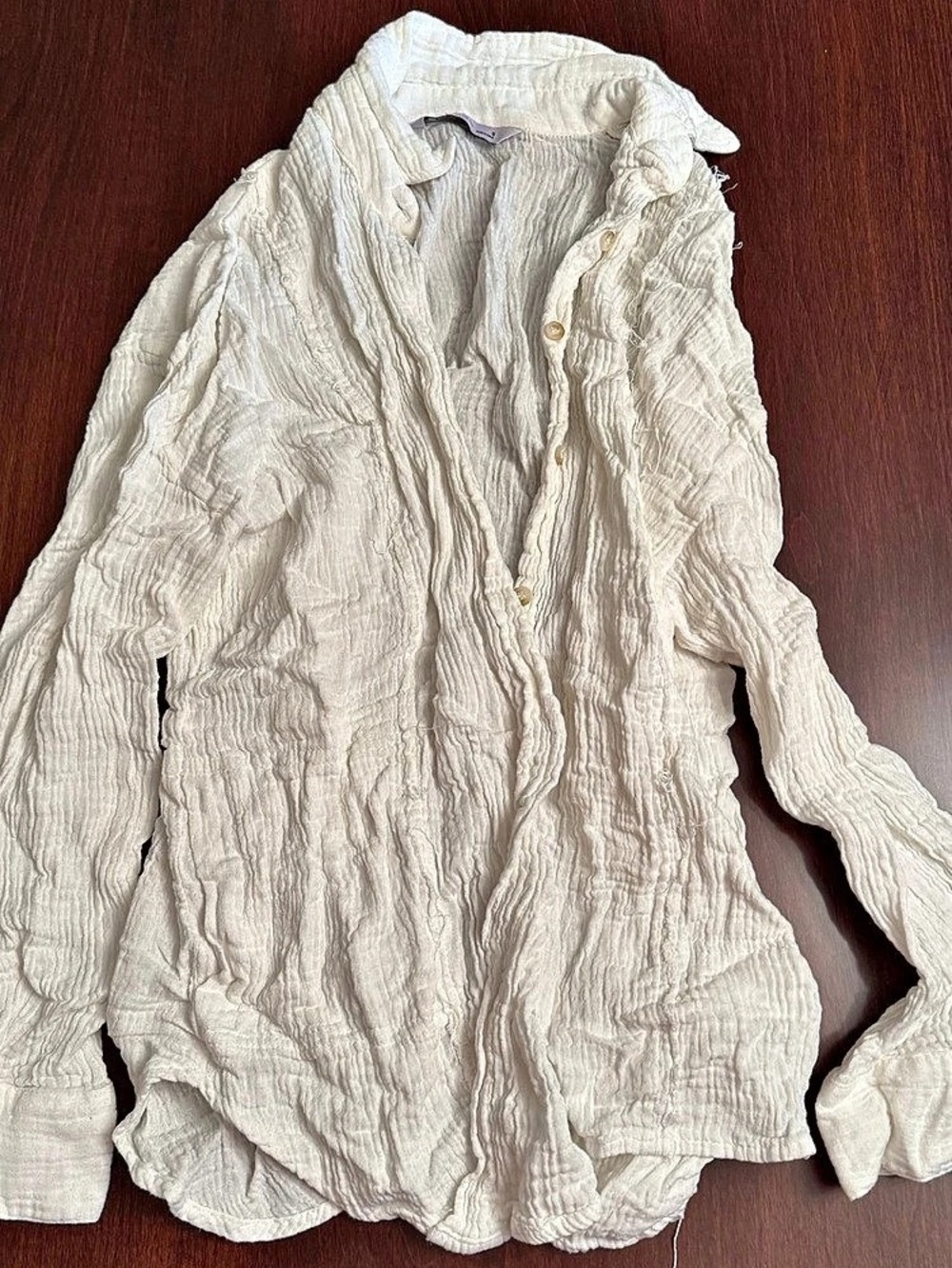 SO Textured Button Down Shirt in White Small